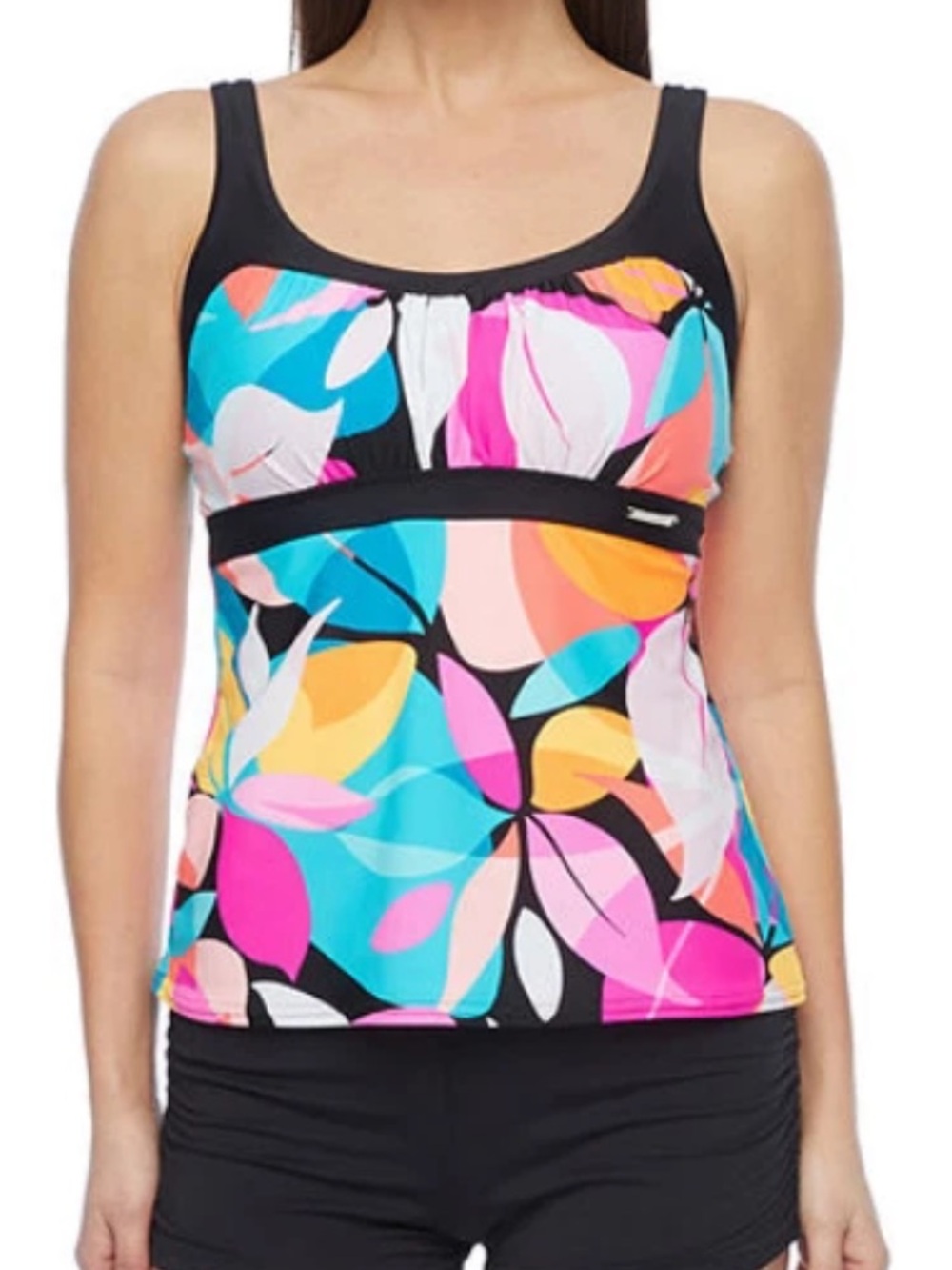 ZeroXposur Tankini Swimsuit Swim Tank Top Padded Colorful Flower Leaf Print XXL